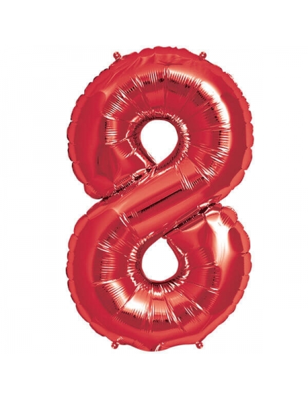 Globo Numero 8 de 86cm Rojo - Foil Poliamida - NSB00122