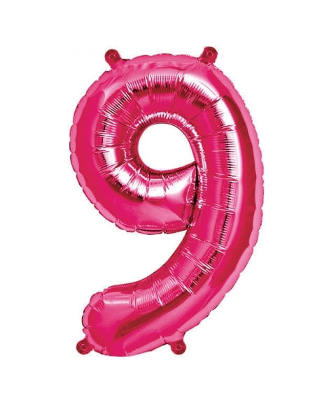 Globo Numero 9 de 86cm Rosa Hot - Foil Poliamida - NSB00143