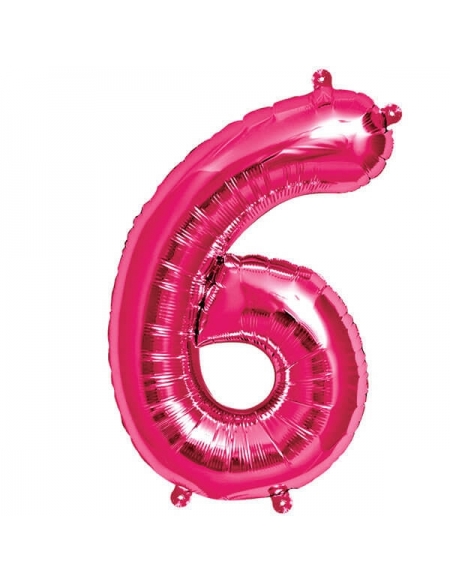 Globo Numero 6 de 41cm Rosa Hot - Foil Poliamida - NSB00448