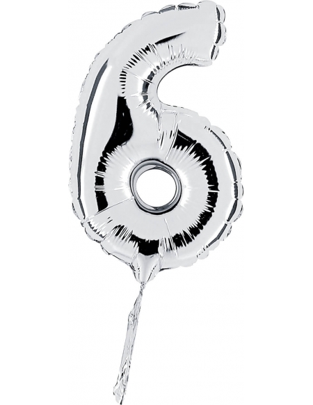 Globo Numero 6 de 18cm Plata - Foil Poliamida - G07096S