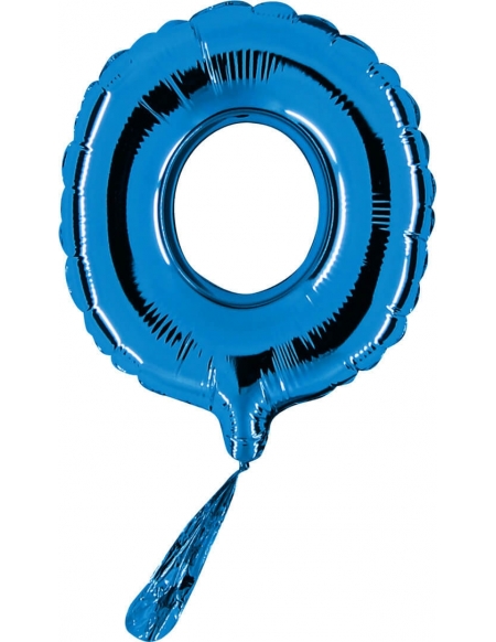 Globo Numero 0 de 18cm Azul - Foil Poliamida - G07000B
