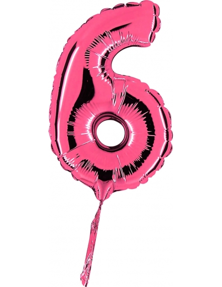 Globo Numero 6 de 18cm Rosa Hot - Foil Poliamida - G07016F