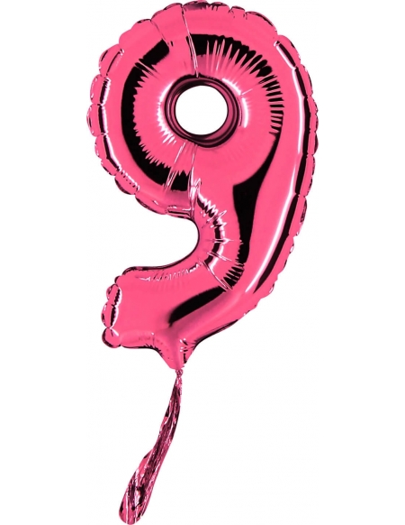 Globo Numero 9 de 18cm Rosa Hot - Foil Poliamida - G07019F