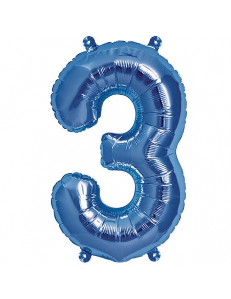 Globo Numero 3 de 86cm Azul Foil NSB00127