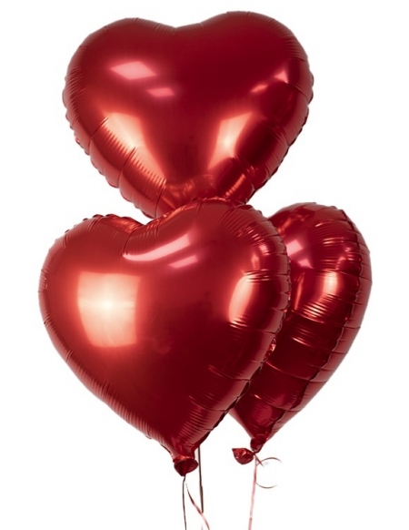 Ramo de Globos 3 Corazones Rojos