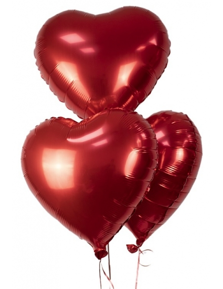 Ramo de Globos 3 Corazones Rojos