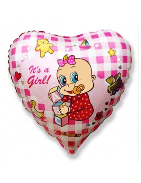 Globo Nacimiento Its a Girl - Corazon 45cm Foil Poliamida - F201554