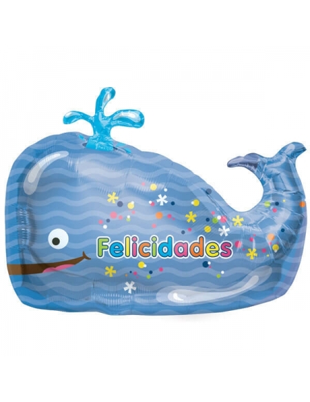 Globo Ballena Felicidades - Forma 91cm Foil Poliamida - NSB00158