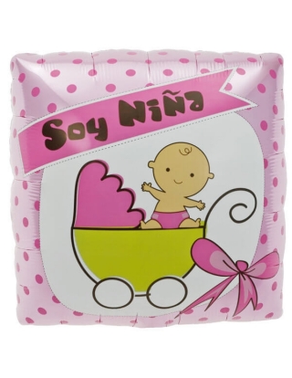 Globo Soy Niña Carrito - Cuadrado 45cm Foil Poliamida - NSB00724