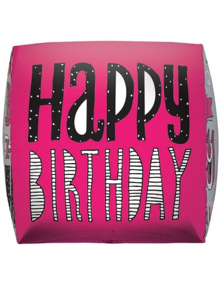 Globo Happy Birthday Doodles - Cubo 43cm Foil Poliamida - NSB01040