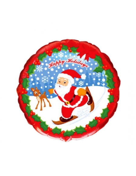 Globo Papa Noel Happy Holidays Redondo 45cm Foil Poliamida FL401532