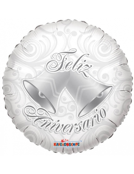 Globo Feliz Aniversario Campanas Redondo 45cm Foil Poliamida K3452618