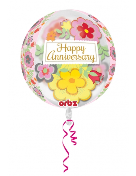 Globo Flowery Anniversary Esferico 43cm ORBZ Foil Poliamida A3068701