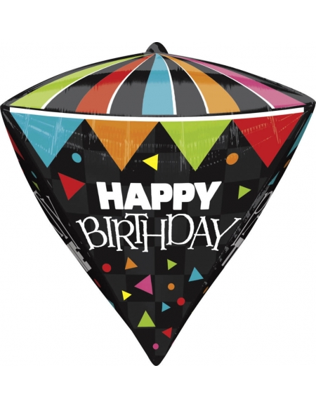 Globo Cone HBD Party Time - Diamante 3D 43cm Foil Poliamida - A2821301