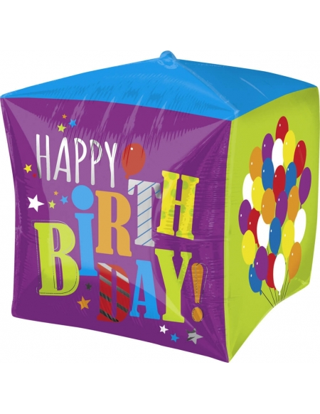 Globo Birthday Balloons Cube - Cubo 3D 43cm Foil Poliamida - A2842801