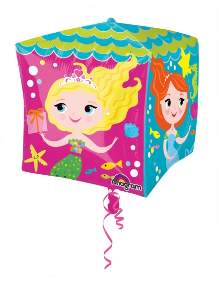 Globo HBD To You Mermaids - Cubo 3D 43cm Foil Poliamida - A3069401