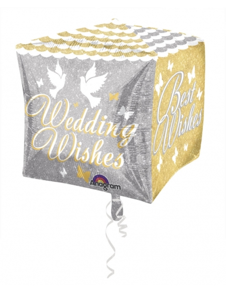 Globo Shimmering Wedding Wishes Cubo 3D 43cm Foil Poliamida A2877901
