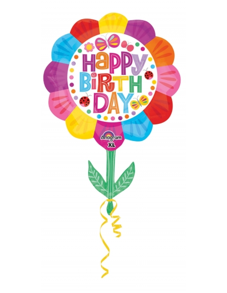 Globo Happy Birthday Flower - Forma 73x53cm Foil Poliamida -A3085601
