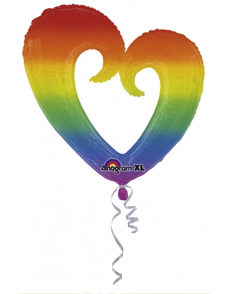 Globo Rainbow Open Heart - Forma 81x76cm Foil Poliamida -A2879301-02