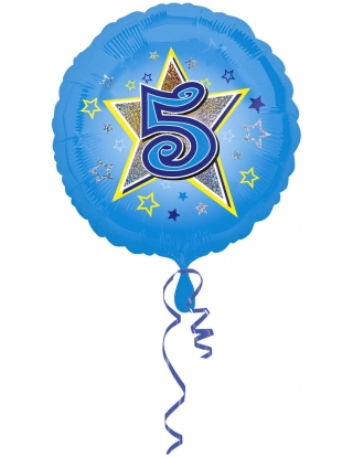 Globo Blue Stars 5 - Redondo 45cm Foil Poliamida - A2953601