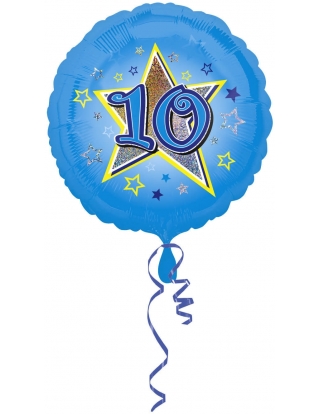 Globo Blue Stars 10 - Redondo 45cm Foil Poliamida - A2954101