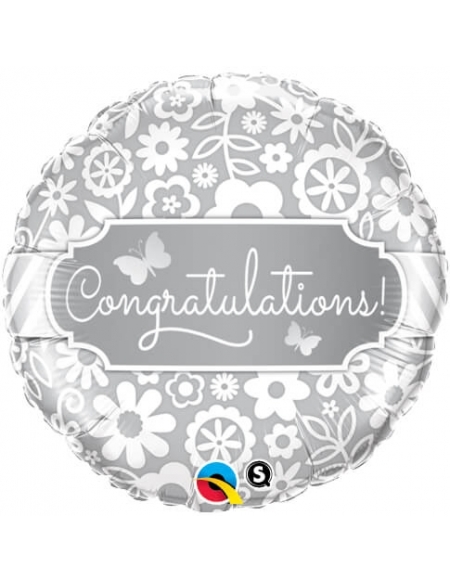 Globo Congratulations Flores y Mariposas Redondo 45cm Q17074