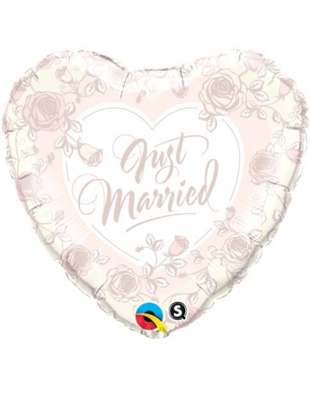 Globo Just Married Roses - Corazon 45cm Foil Poliamida - Q31082