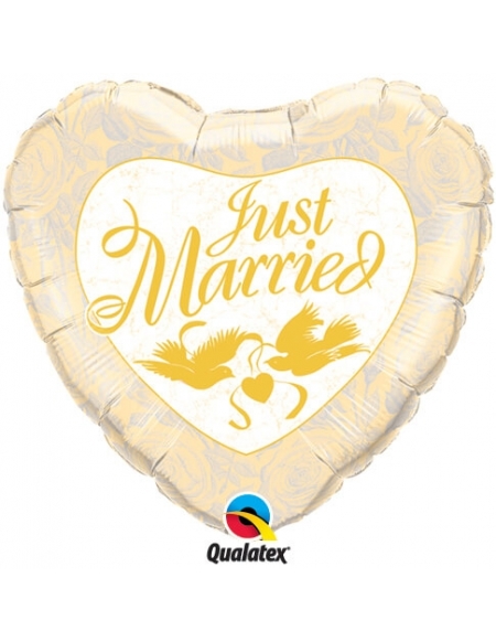 Globo Just Married Ivory and Gold Corazon 45cm Foil Poliamida Q24961