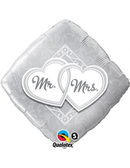 Globo Mr and Mrs Entwined Hearts Diamante 45cm Foil Poliamida Q25317