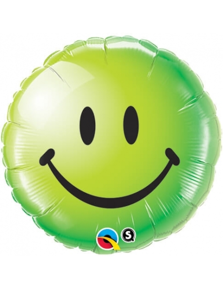 Globo Cara Smiley Verde - Redondo 45cm Foil Poliamida - Q29628