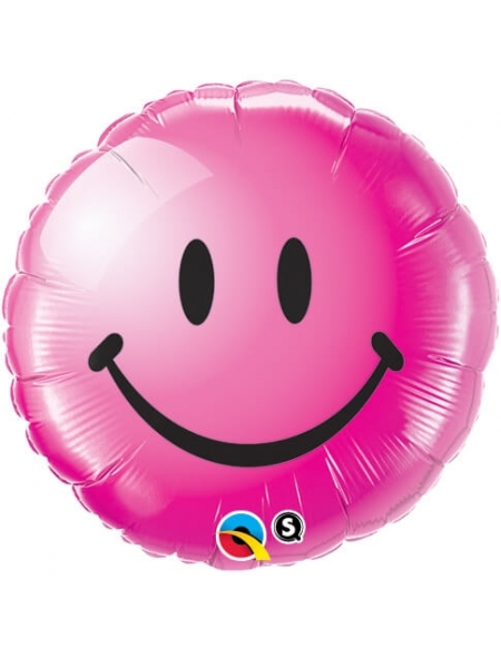 Globo Cara Smiley Fuscia - Redondo 45cm Foil Poliamida - Q29864