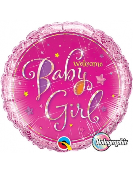 Globo Welcome Baby Girl Stars - Redondo 45cm Foil Poliamida - Q35316