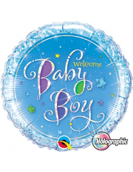 Globo Welcome Baby Boy Stars - Redondo 45cm Foil Poliamida - Q35312