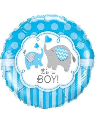 Globo Its a Boy Elephants - Redondo 45cm Foil Poliamida - Q45109