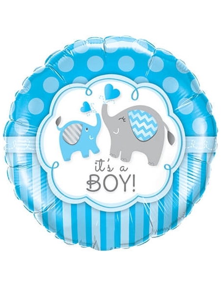 Globo Its a Boy Elephants - Redondo 45cm Foil Poliamida - Q45109