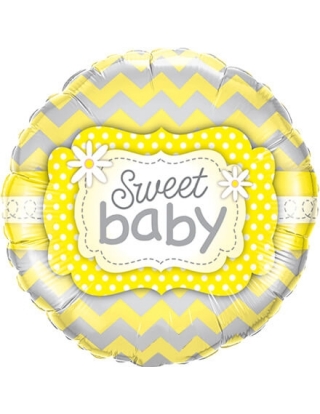Globo Sweet Baby Yellow Patterns Redondo 45cm Foil Poliamida Q25856