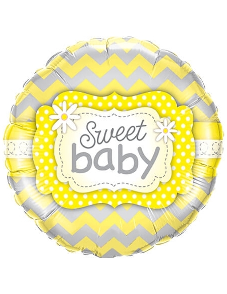 Globo Sweet Baby Yellow Patterns Redondo 45cm Foil Poliamida Q25856
