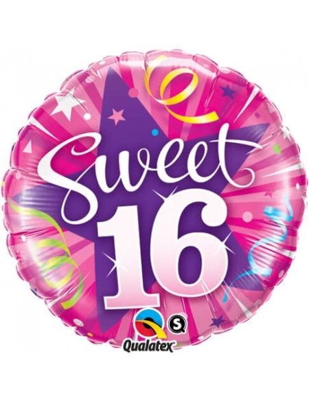 Globo Sweet 16 Shining Star - Redondo 45cm Foil Poliamida - Q23987