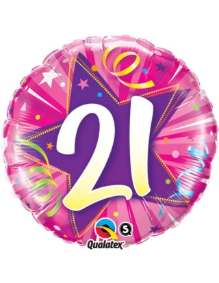 Globo 21 Shining Star Hot Pink - Redondo 45cm Foil Poliamida - Q24007