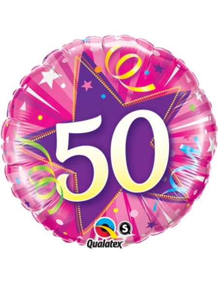 Globo 50 Shining Star Hot Pink - Redondo 45cm Foil Poliamida - Q25259