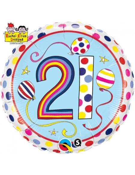 Globo 21 Polka Dots & Stripes - Redondo 45cm Foil Poliamida - Q50337