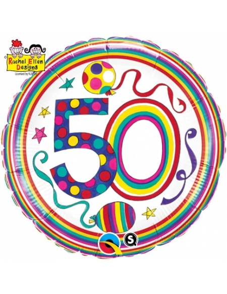 Globo 50 Polka Dots & Stripes - Redondo 45cm Foil Poliamida - Q50426