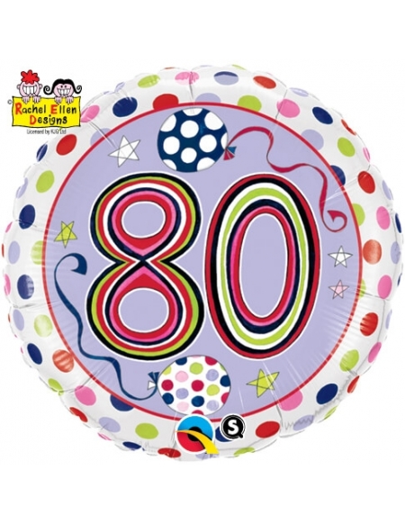 Globo 80 Polka Dots & Stripes - Redondo 45cm Foil Poliamida - Q50430