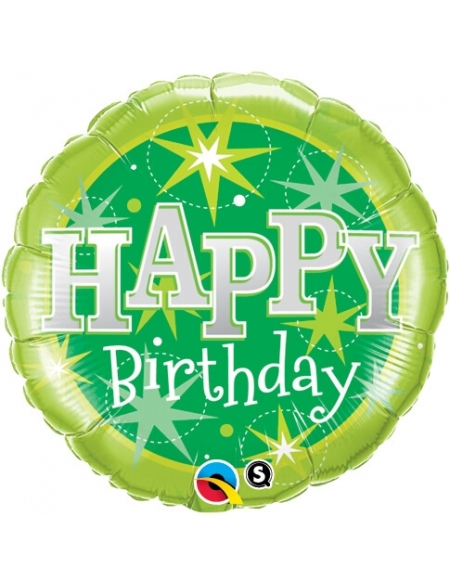 Globo Birthday Green Sparkle - Redondo 45cm Foil Poliamida - Q37924