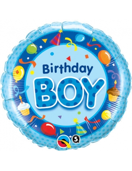 Globo Birthday Boy Blue - Redondo 45cm Foil Poliamida - Q26269