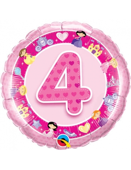 Globo Age 4 Pink Princess - Redondo 45cm Foil Poliamida - Q26306