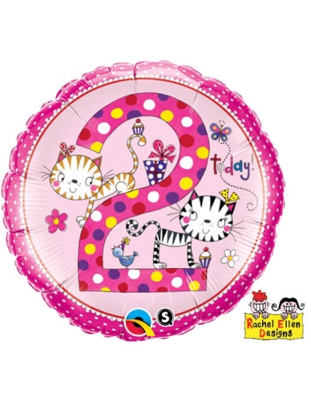 Globo Age 2 Kittens Polka Dots - Redondo 45cm Foil Poliamida - Q23036