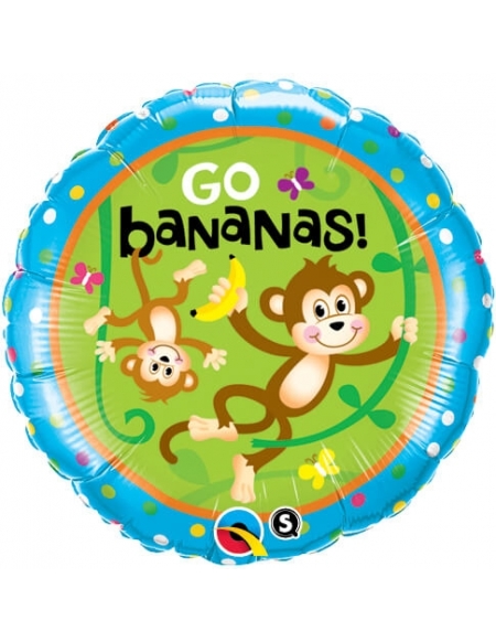 Globo Birthday Monkeys Go Bananas Redondo 45cm Foil Poliamida Q49927
