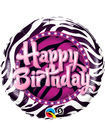 Globo Birthday Zebra Print - Redondo 45cm Foil Poliamida - Q38070