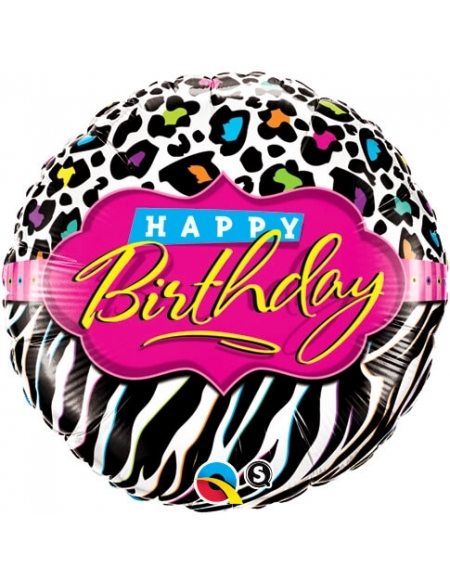 Globo Birthday Leopard Zebra Patterns Redondo 45cm Q41631